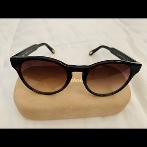 Chloe 52mm CE753S Brown Tortoise Round Gradient Cat Eye Sunglasses